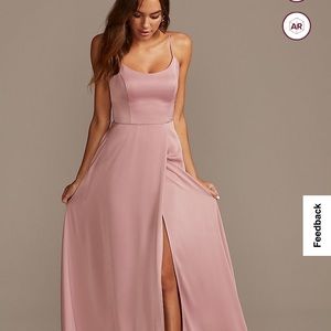 Crepe back satin spaghetti strap bridesmaid dress